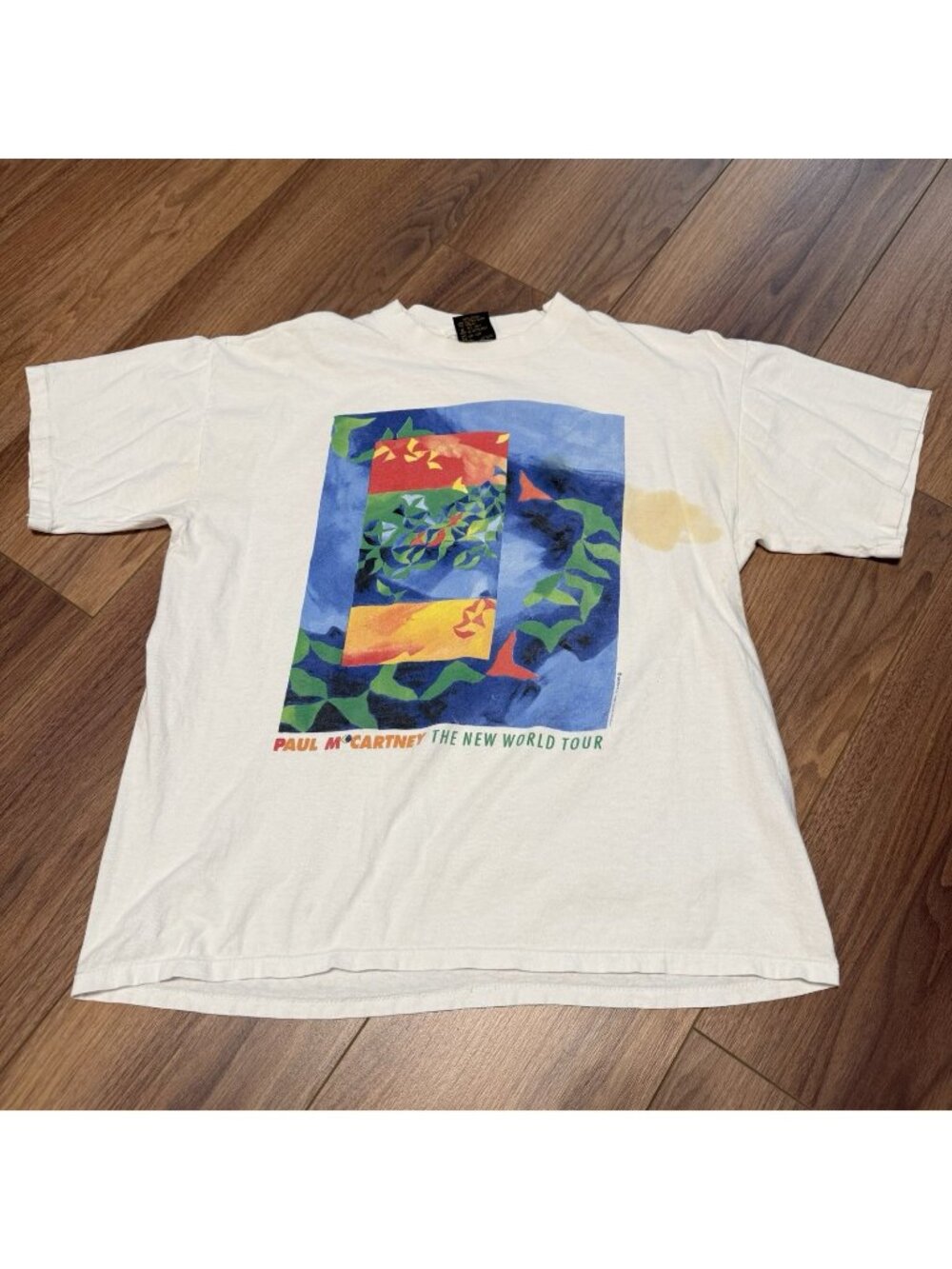 Vintage 90s Paul McCartney The New World Tour T Shirt Brockum XL USA